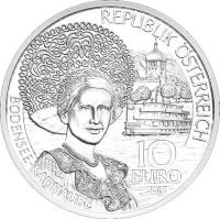 obverse of 10 Euro - Vorarlberg - Silver Issue (2013) coin with KM# 3224a from Austria. Inscription: REPUBLIK ÖSTERREICH AUSTRIA BODENSEE-RADHAUBE 10 EURO 2013