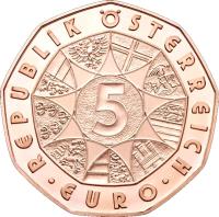 reverse of 5 Euro - New Year (2014) coin with KM# 3228 from Austria. Inscription: REPUBLIK ÖSTERREICH 5 · EURO ·