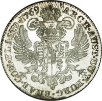Austrian Netherlands coin 1 Kronenthaler - Maria Theresa (1755 - 1779) reverse reverse of 1 Kronenthaler - Maria Theresa (1755 - 1779) coin with KM# 21 from Austrian Netherlands. Inscription: ARCH · AUST · DUX · BURG · BRAB · COM · FLAND · 1769 ·