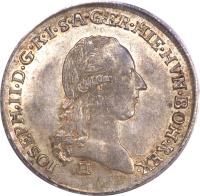 Austrian Netherlands coin 1/4 Kronenthaler - Joseph II (1788 - 1790) obverse obverse of 1/4 Kronenthaler - Joseph II (1788 - 1790) coin with KM# 38 from Austrian Netherlands. Inscription: IOSEPH · II · D · G · R · I · S · A · GER · HIE · HVN · BOH · REX ·