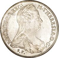 Austrian States coin 1 Taler - Maria Theresa (1773 - 1780) obverse obverse of 1 Taler - Maria Theresa (1773 - 1780) coin with KM# 22 from Austrian States.