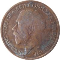 United Kingdom coin 1/2 Penny - George V (1911 - 1925) obverse obverse of 1/2 Penny - George V (1911 - 1925) coin with KM# 809 from United Kingdom. Inscription: GEORGIVS V DEI GRA:BRITT:OMN:REX FID:DEF:IND:IMP
