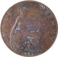 United Kingdom coin 1/2 Penny - George V (1911 - 1925) reverse reverse of 1/2 Penny - George V (1911 - 1925) coin with KM# 809 from United Kingdom. Inscription: HALF PENNY 1922