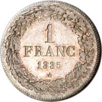 reverse of 1 Franc - Leopold I (1833 - 1844) coin with KM# 7 from Belgium. Inscription: 1 FRANC 1835 *