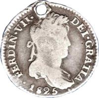 obverse of 1 Real - Fernando VII - Colonial Milled Coinage (1813 - 1825) coin with KM# 87 from Bolivia. Inscription: FERDIN · VII · DEI · GRATIA