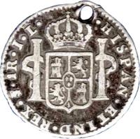 Bolivia coin 1 Real - Fernando VII - Colonial Milled Coinage (1813 - 1825) reverse reverse of 1 Real - Fernando VII - Colonial Milled Coinage (1813 - 1825) coin with KM# 87 from Bolivia. Inscription: HISPAN · ET IND · REX ·