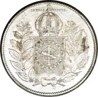 Brazil coin 1000 Réis - Pedro II (1849 - 1852) reverse reverse of 1000 Réis - Pedro II (1849 - 1852) coin with KM# 459 from Brazil.