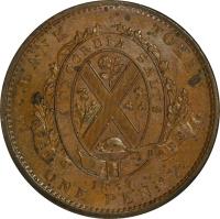Canadian provinces coin 1 Penny - MontReal Concordia Salus Bank Token; QUEBEC BANK (1837) obverse obverse of 1 Penny - MontReal Concordia Salus Bank Token; QUEBEC BANK (1837) coin with BR# 521 from Canadian provinces. Inscription: BANK TOKEN CONCORDIA SALUS QUEBEC BANK 1837 ONE PENNY.