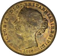 Canadian provinces coin 1 Penny - Victoria (1856) obverse obverse of 1 Penny - Victoria (1856) coin with BR# 875 from Canadian provinces. Inscription: VICTORIA D:G: BRITANNIAR:REG:F:D: 1856