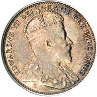 obverse of 20 Cents - Edward VII (1904) coin with KM# 10 from Canadian provinces.