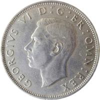 United Kingdom coin 1/2 Crown - George VI - With IND:IMP (1947 - 1948) obverse obverse of 1/2 Crown - George VI - With IND:IMP (1947 - 1948) coin with KM# 866 from United Kingdom. Inscription: GEORGIUS VI D: G: BR: OMN: REX