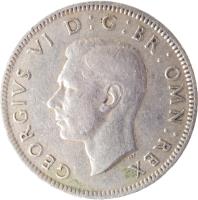 obverse of 1 Shilling - George VI - English crest; With IND:IMP (1947 - 1948) coin with KM# 863 from United Kingdom. Inscription: GEORGIVS VI D:G:BR:OMN:REX