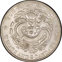 China coin 7 Mace and 2 Candareens - Guangxu (1908) reverse reverse of 7 Mace and 2 Candareens - Guangxu (1908) coin with Y# 254 from China.