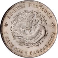 reverse of 7 Mace and 2 Candareens - Guangxu (1897 - 1898) coin with Y# 45 from China. Inscription: ANH-WEI PROVINCE 7 MACE AND 2 CANDAREENS