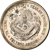 China coin 1 Dollar - Guangxu (1896 - 1898) reverse reverse of 1 Dollar - Guangxu (1896 - 1898) coin with Y# 65 from China.