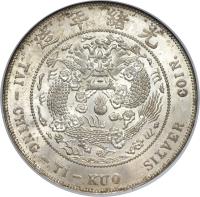 China coin 7 Mace and 2 Candareens - Guangxu (1908) reverse reverse of 7 Mace and 2 Candareens - Guangxu (1908) coin with Y# 14 from China.