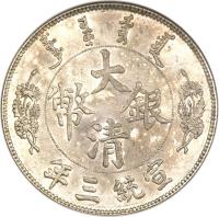China coin 1 Dollar - Xuantong (1911) obverse obverse of 1 Dollar - Xuantong (1911) coin with K# 225 from China.