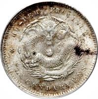 China coin 7.2 Candareens - Guangxu (1894 - 1907) reverse reverse of 7.2 Candareens - Guangxu (1894 - 1907) coin with Y# 124 from China. Inscription: HU-PEH PROVINCE 7.2 CANDAREENS