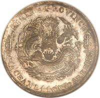 China coin 1 Mace and 4.4 Candareens - Guangxu (1898 - 1908) reverse reverse of 1 Mace and 4.4 Candareens - Guangxu (1898 - 1908) coin with Y# 181 from China. Inscription: KIRIN PROVINCE