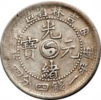 China coin 1 Mace and 4.4 Candareens - Guangxu (1900 - 1905) obverse obverse of 1 Mace and 4.4 Candareens - Guangxu (1900 - 1905) coin with Y# 181a from China.