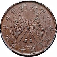 China coin 20 Cash (1921) obverse obverse of 20 Cash (1921) coin with Y# 308a from China. Inscription: 幣銅華中 年十國民