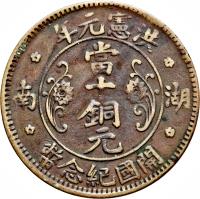 China coin 10 Cash - Yuan Shikai (1915) obverse obverse of 10 Cash - Yuan Shikai (1915) coin with Y# 401 from China.