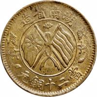 China coin 20 Cash (1919) obverse obverse of 20 Cash (1919) coin with Y# 400b from China.