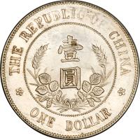 China coin 1 Dollar / 1 Yuan - Li Yuanhong (1912) reverse reverse of 1 Dollar / 1 Yuan - Li Yuanhong (1912) coin with Y# 321 from China.