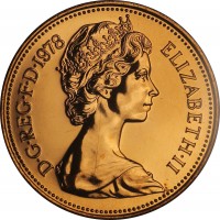 obverse of 2 New Pence - Elizabeth II - 2'nd Portrait (1971 - 1981) coin with KM# 916 from United Kingdom. Inscription: D · G · REG · F · D · 1980 ELIZABETH · II