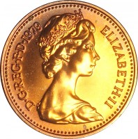 United Kingdom coin 1/2 New Penny - Elizabeth II - 2'nd Portrait (1971 - 1981) obverse obverse of 1/2 New Penny - Elizabeth II - 2'nd Portrait (1971 - 1981) coin with KM# 914 from United Kingdom. Inscription: D · G · REG · F · D · 1975 ELIZABETH · II