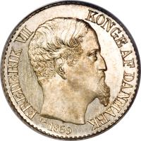 Danish West Indies coin 5 Cents - Frederik VII (1859) obverse obverse of 5 Cents - Frederik VII (1859) coin with KM# 65 from Danish West Indies.