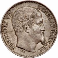Danish West Indies coin 3 Cents - Frederik VII (1859) obverse obverse of 3 Cents - Frederik VII (1859) coin with KM# 64 from Danish West Indies.