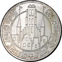 Danzig coin 5 Gulden (1923 - 1927) reverse reverse of 5 Gulden (1923 - 1927) coin with KM# 147 from Danzig.