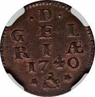 Dutch Republic coin 1 Duit (1739 - 1752) obverse obverse of 1 Duit (1739 - 1752) coin with KM# 83 from Dutch Republic. Inscription: D/ GEL/ RIAE/ 1752