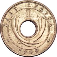 British East Africa coin 1 Cent - George V (1920 - 1921) reverse reverse of 1 Cent - George V (1920 - 1921) coin with KM# 12 from British East Africa. Inscription: EAST AFRICA 1 1920 H