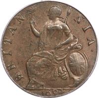 England coin 1/2 Penny - William & Mary (1690 - 1694) reverse reverse of 1/2 Penny - William & Mary (1690 - 1694) coin with SP# 3452 from England. Inscription: BRITANNIA 1693