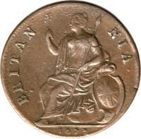 England coin 1/2 Penny - Charles II (1672 - 1675) reverse reverse of 1/2 Penny - Charles II (1672 - 1675) coin with SP# 3393 from England. Inscription: BRITAN NIA · 1673