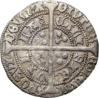 England coin 1 Groat - Henry VI - Calais mint; Annulet (1422 - 1430) reverse reverse of 1 Groat - Henry VI - Calais mint; Annulet (1422 - 1430) coin with SP# 1836 from England. Inscription: POSVI DEVMA DIVTOR EMMEUM VIL LA CALI SIE