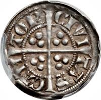 England coin 1 Penny - Edward I - Long Cross (1282 - 1289) reverse reverse of 1 Penny - Edward I - Long Cross (1282 - 1289) coin with SP# 1419 from England. Inscription: CIVI | TAS | CAN | TOR