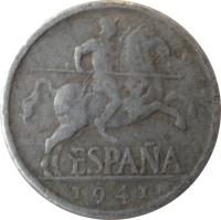 Spain coin 5 Centimos - Iberian rider (1940 - 1953) obverse obverse of 5 Centimos - Iberian rider (1940 - 1953) coin with KM# 765 from Spain. Inscription: ESPAÑA 1953