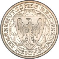 obverse of 3 Reichsmark - Magdeburg (1931) coin with KM# 72 from Germany.