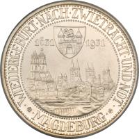 reverse of 3 Reichsmark - Magdeburg (1931) coin with KM# 72 from Germany.