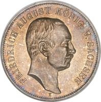 obverse of 5 Mark - Friedrich August III (1907 - 1914) coin with KM# 1266 from German States. Inscription: FRIEDRICH AUGUST KÖNIG V. SACHSEN