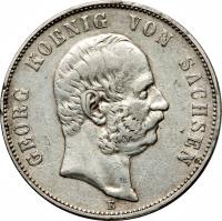 obverse of 5 Mark - Georg I (1903 - 1904) coin with KM# 1258 from German States.
