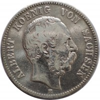 German States coin 2 Mark - Albert (1876 - 1888) obverse obverse of 2 Mark - Albert (1876 - 1888) coin with KM# 1238 from German States. Inscription: ALBERT KOENIG VON SACHSEN E
