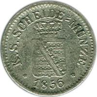 German States coin 1 Neugroschen / 10 Pfennige - Friedrich August II (1841 - 1856) obverse obverse of 1 Neugroschen / 10 Pfennige - Friedrich August II (1841 - 1856) coin with KM# 1159 from German States. Inscription: K.S.SCHEIDE-MÜNZE · 1856 ·