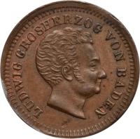 German States coin 1 Kreuzer - Ludwig I (1827 - 1830) obverse obverse of 1 Kreuzer - Ludwig I (1827 - 1830) coin with KM# 189 from German States. Inscription: LUDWIG GROSCHERZOG VON BADEN
