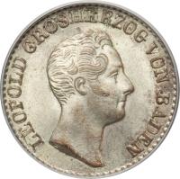 obverse of 6 Kreuzer - Leopold I (1831 - 1837) coin with KM# 198 from German States. Inscription: LEOPOLD GROSHERZOG VON BADEN