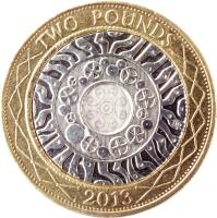 United Kingdom coin 2 Pounds - Elizabeth II - 4'th Portrait (1998 - 2015) reverse reverse of 2 Pounds - Elizabeth II - 4'th Portrait (1998 - 2015) coin with KM# 994 from United Kingdom. Inscription: TWO POUNDS 2013