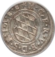 obverse of 2 Kreuzer - Maximilian I (1623 - 1637) coin with KM# 128 from German States. Inscription: M · C · P · R · V · B · D · S · R · I · A · E · E ·